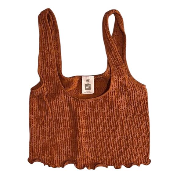 Me to We Brown Ribbed Cropped Tank Top - Picture 1 of 3
